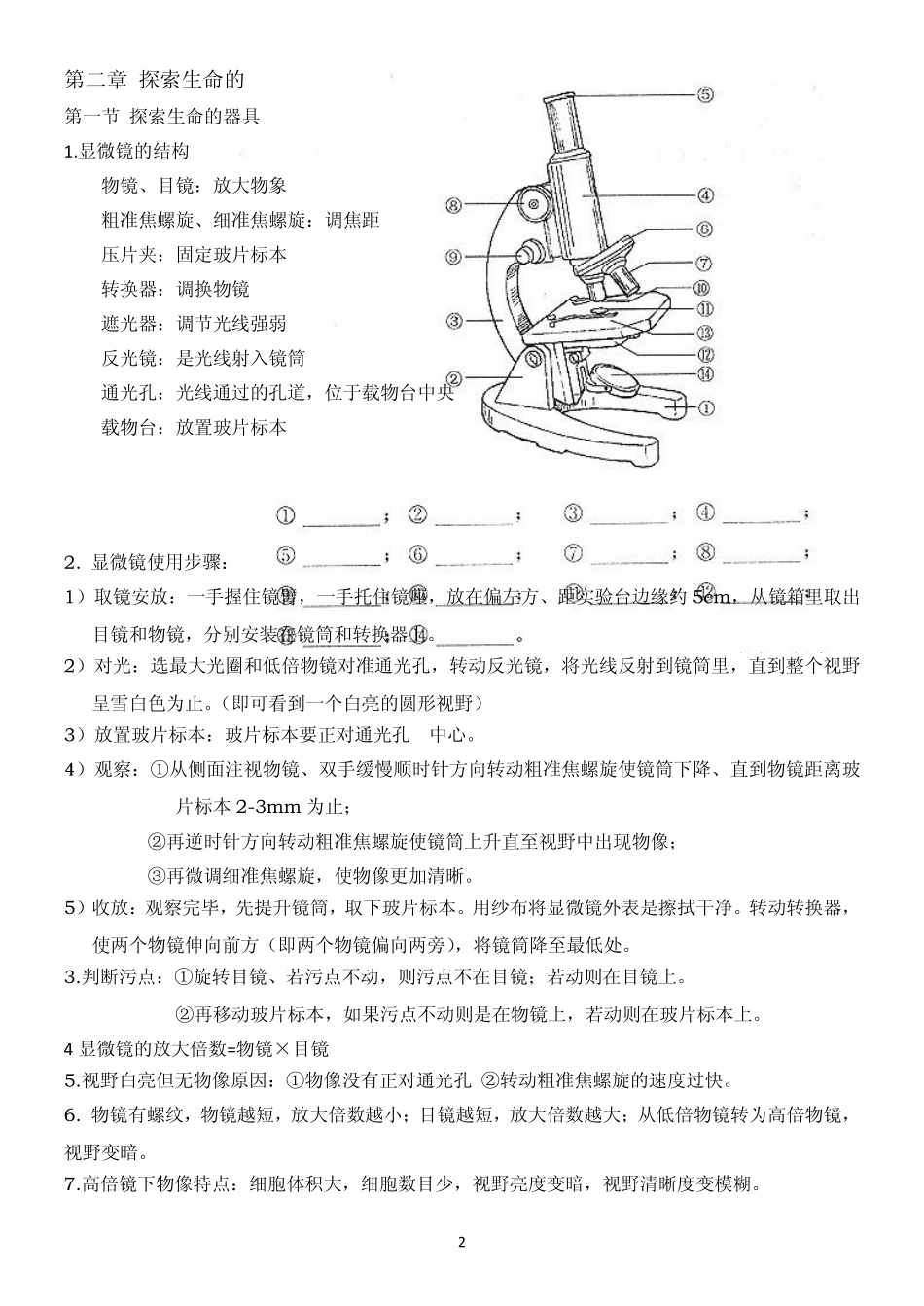 七年级上生物知识点(苏教2012)_第2页