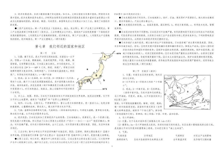 七年级下册地理知识点总结完结版(最新最全)_第2页