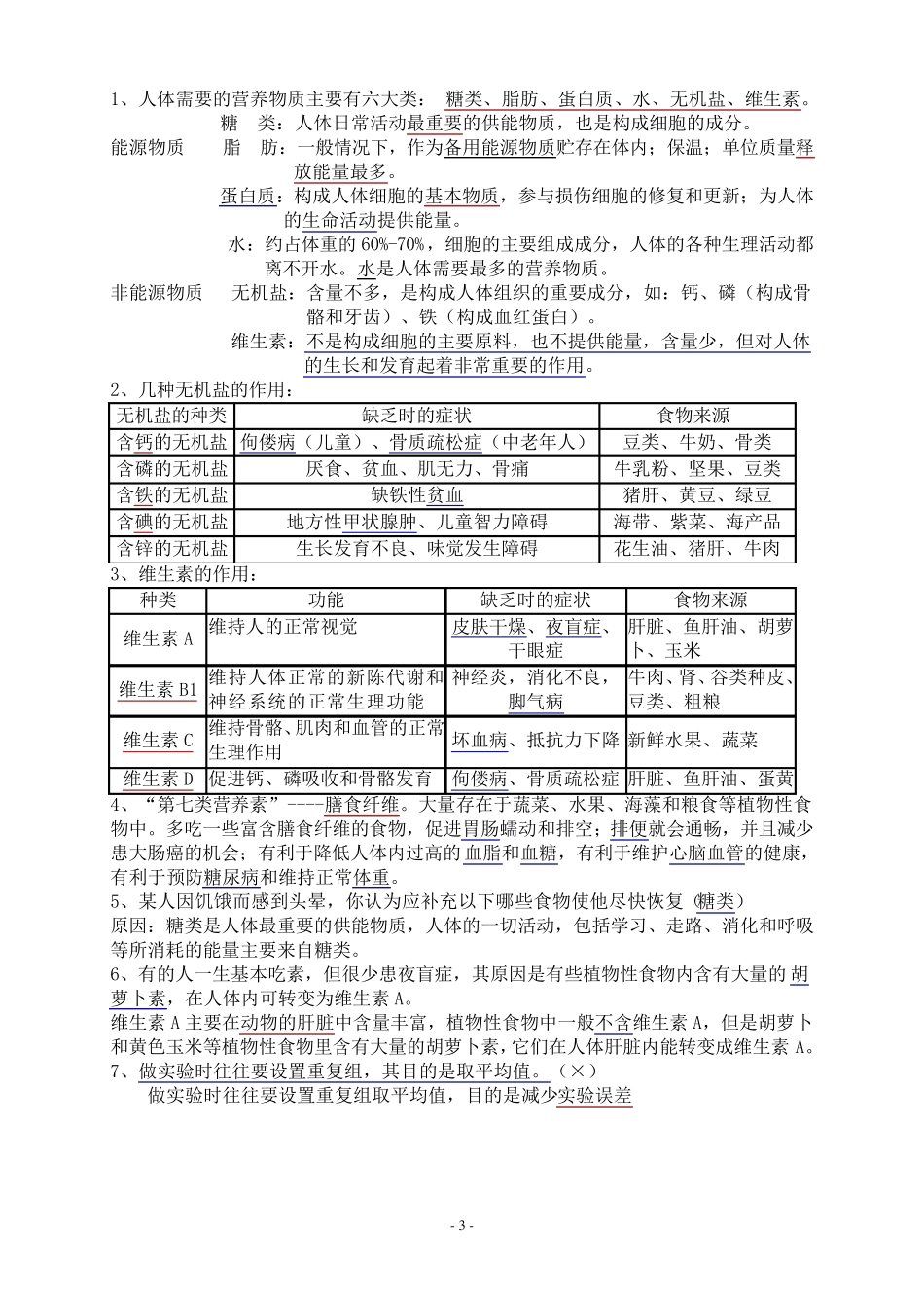 七年级下册生物学知识点汇总_第3页