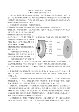 七年级下册苏科新版生物复习提纲