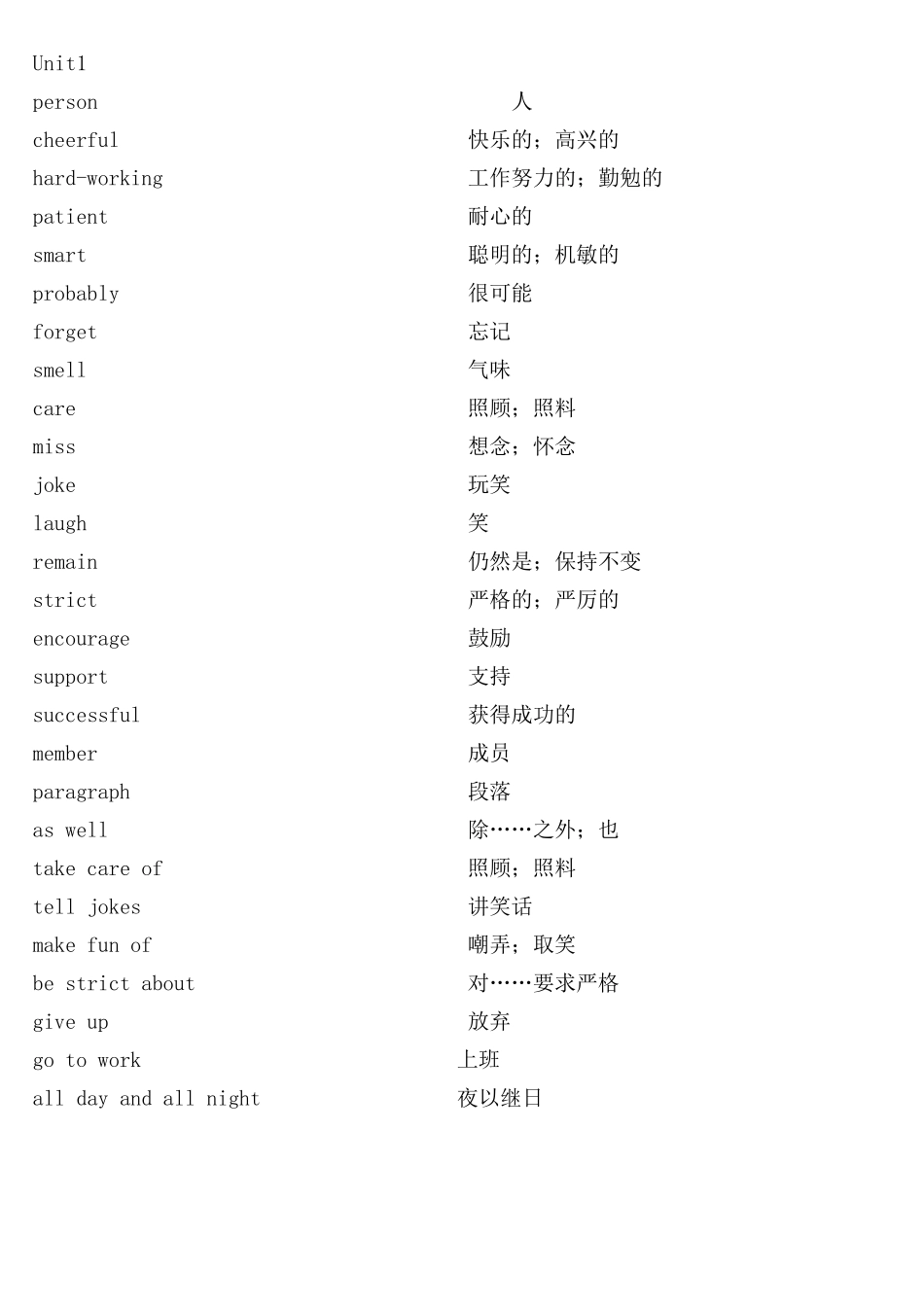 七年级下册英语单词(上海教育出版社)_第1页
