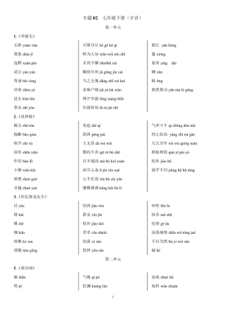 七年级下册语文教材重点字词