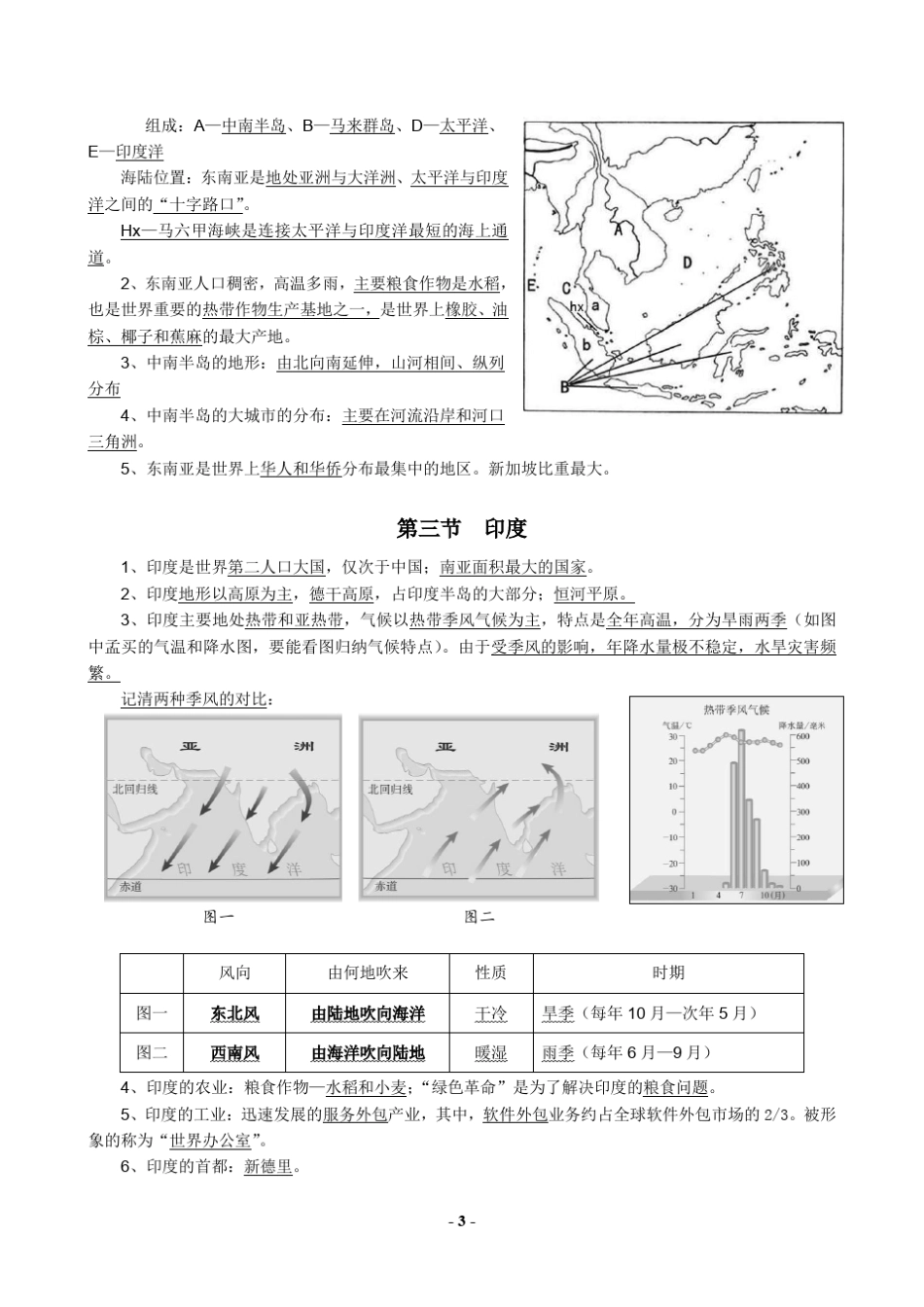 七年级下地理复习提纲(人教版新教材最新版)_第3页