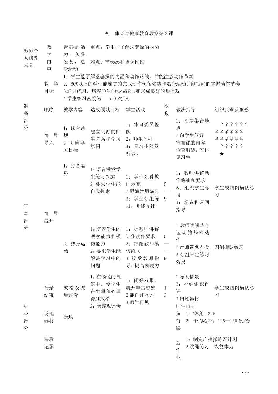 七年级体育下册全册教案_第2页