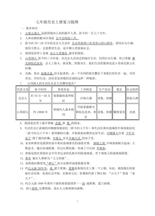 七年级历史上册复习提纲