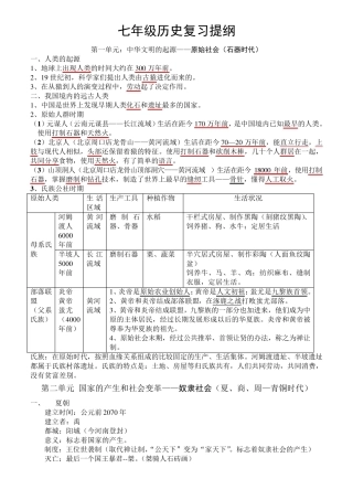 七年级历史复习提纲