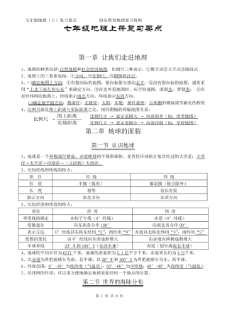 七年级地理上册知识要点(湘教版)1
