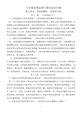 七年级思品下册知识点归纳