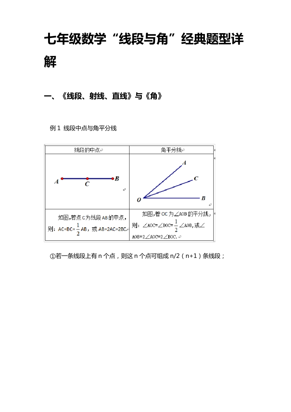 七年级数学“线段与角”经典题型详解_第1页