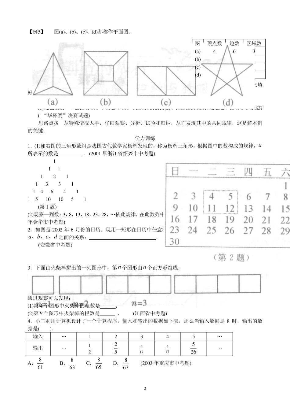 七年级数学培优竞赛讲座第3讲__创造的基石——观察、归纳与猜想_第2页
