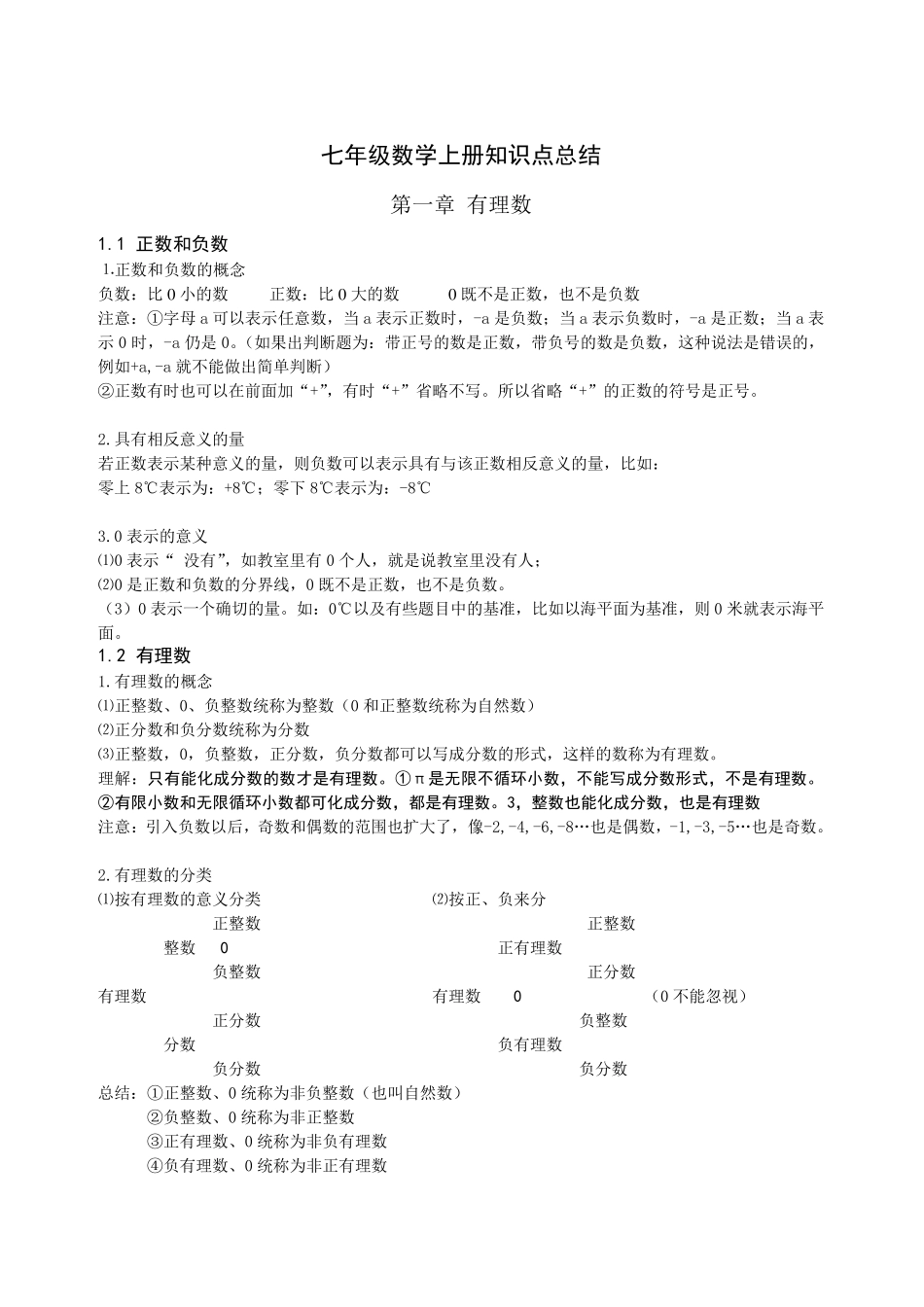 七年级数学知识点总结归纳_第1页