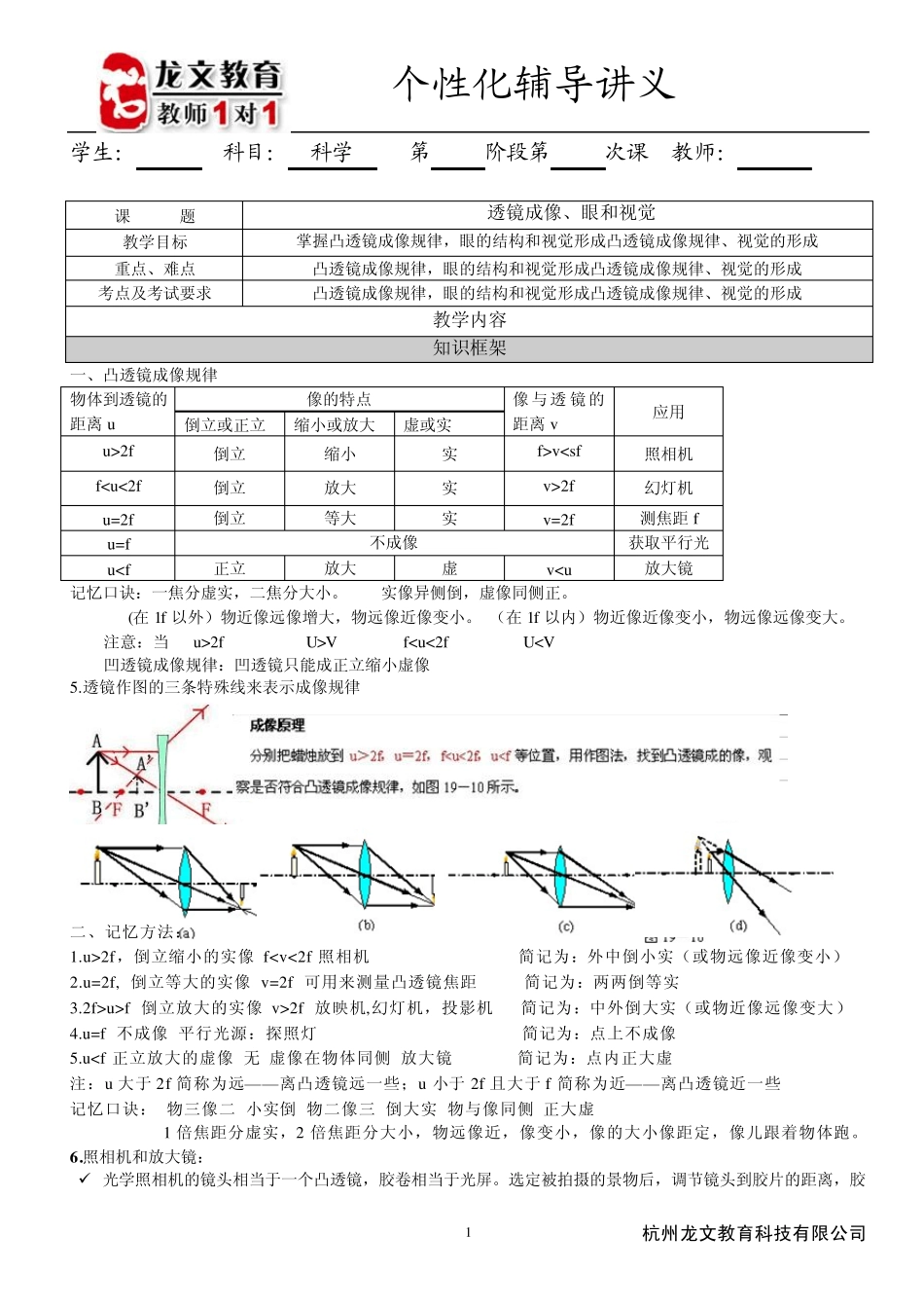 七年级科学透镜和视觉讲义_第1页