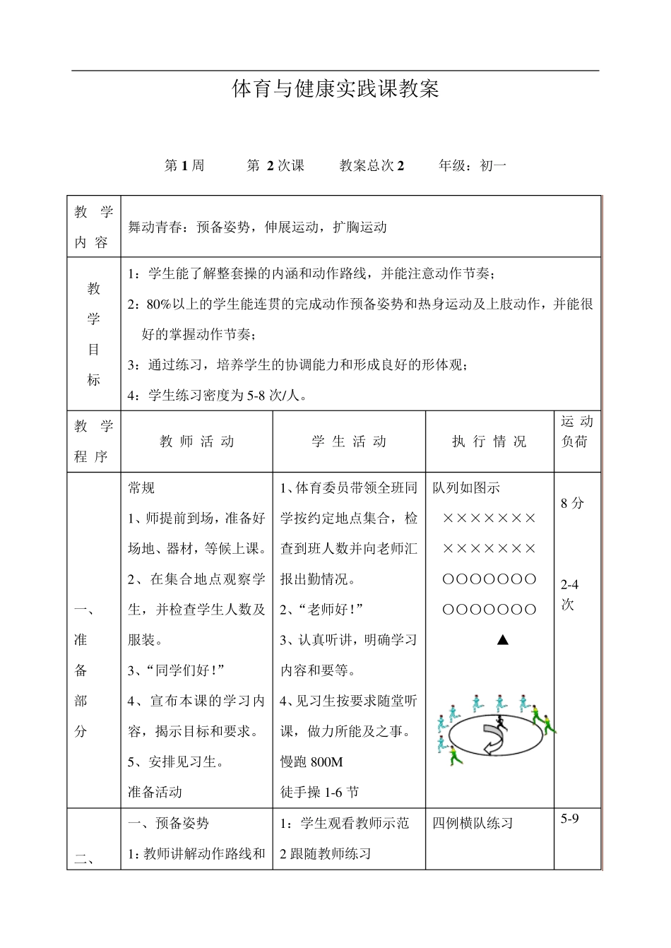 七年级第一学期体育与健康教案_第2页