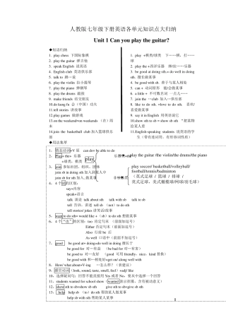 七年级英语下册知识点总结(完整详细)