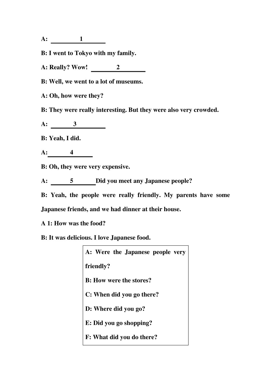 七年级英语下补全对话专题训练_第2页
