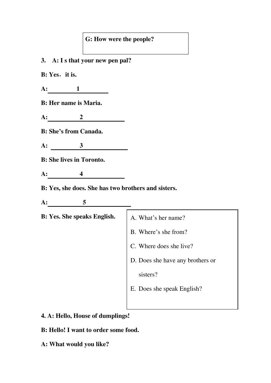 七年级英语下补全对话专题训练_第3页