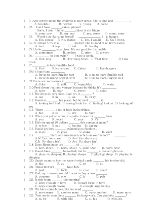 七年级英语单项选择训练题