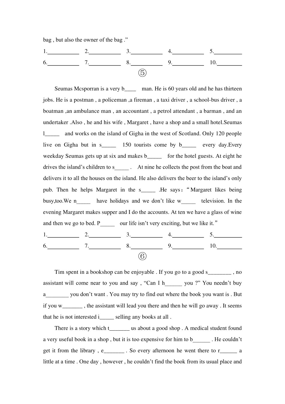 七年级首字母填空练习(_第3页