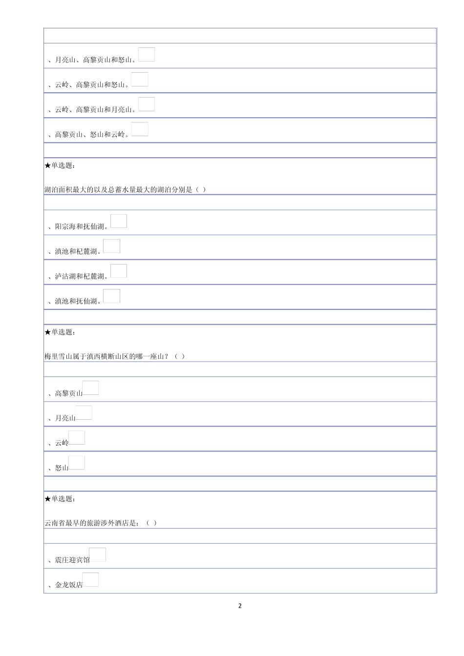 七彩云南——云南旅游资源概况作业答案_第2页