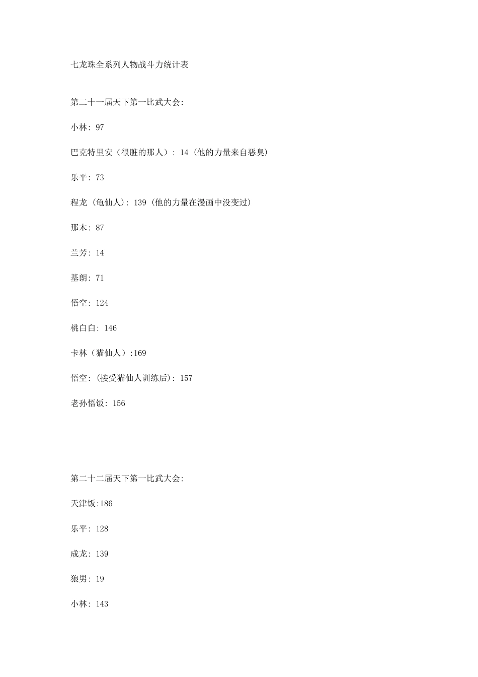 七龙珠人物战斗力统计表_第1页