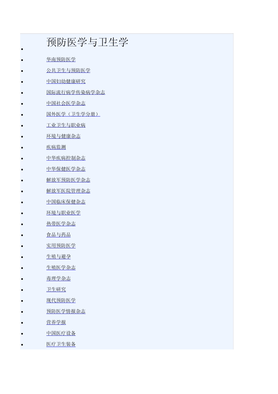 万方数据库2011最新医药卫生核心期刊目录_第1页