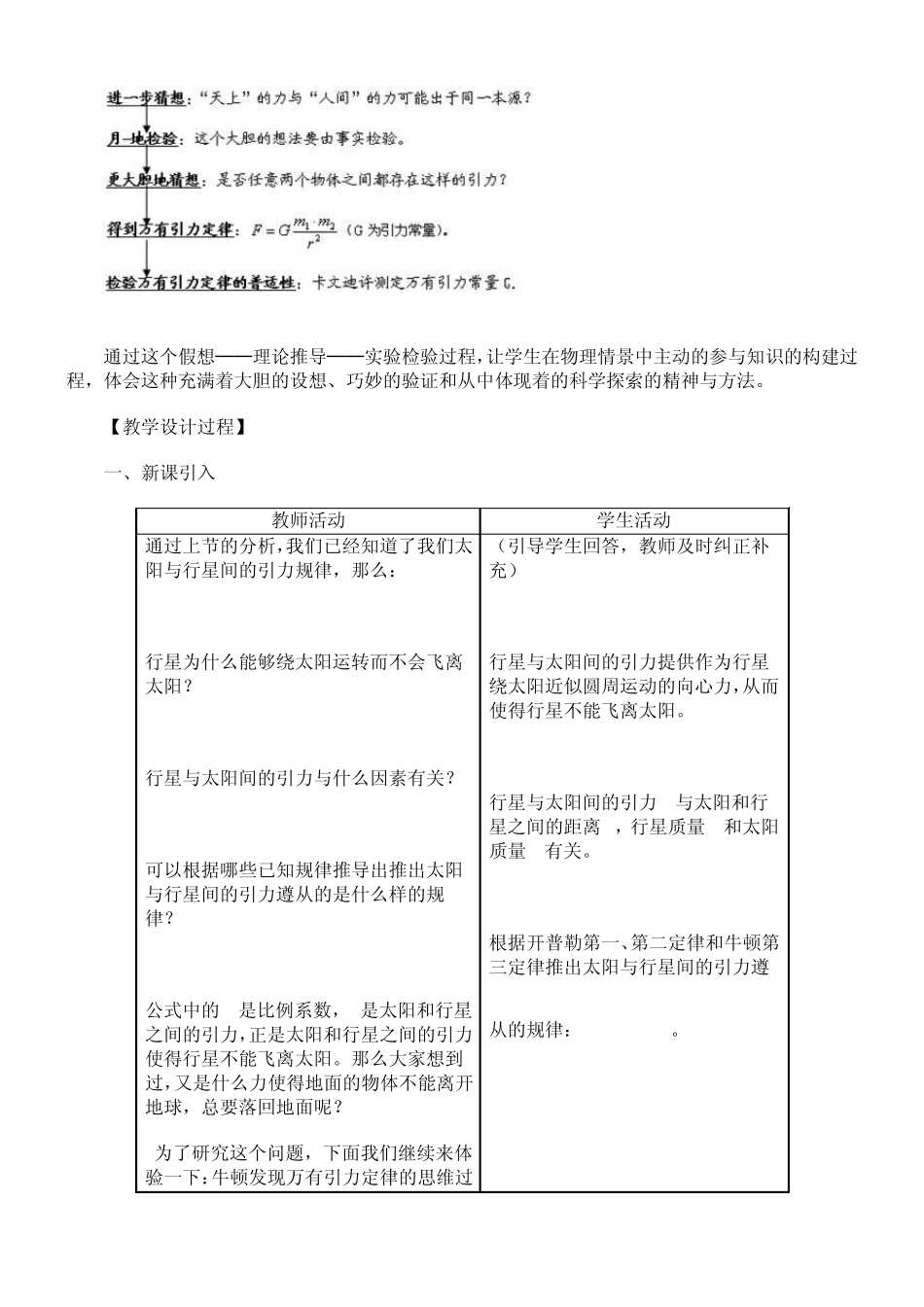 万有引力定律教学设计_第3页