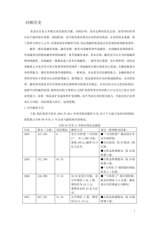 万科历年筹资分析
