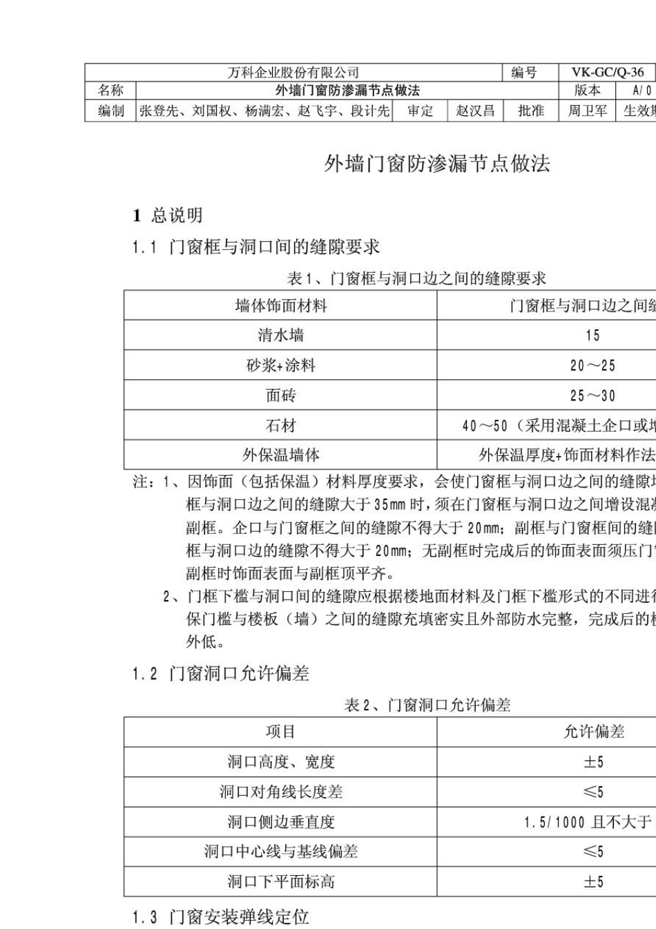 万科标准__外墙门窗防渗漏节点做法_第3页