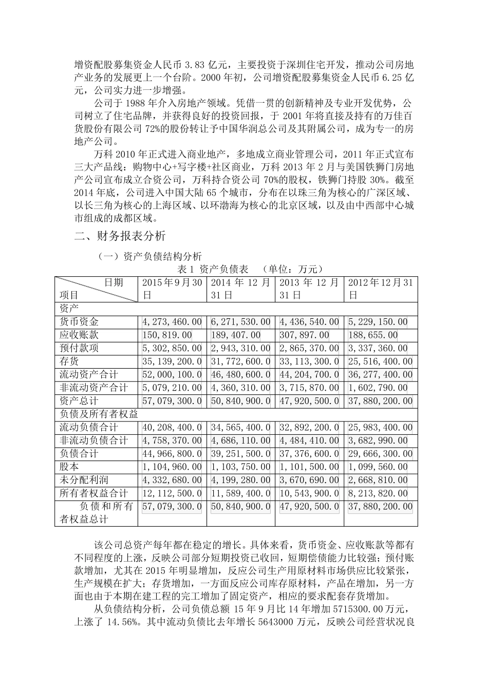 万科集团财务报表分析_第2页