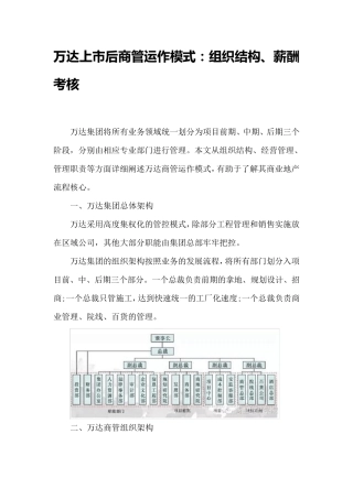 万达上市后商管运作模式(组织结构、薪酬考16995939