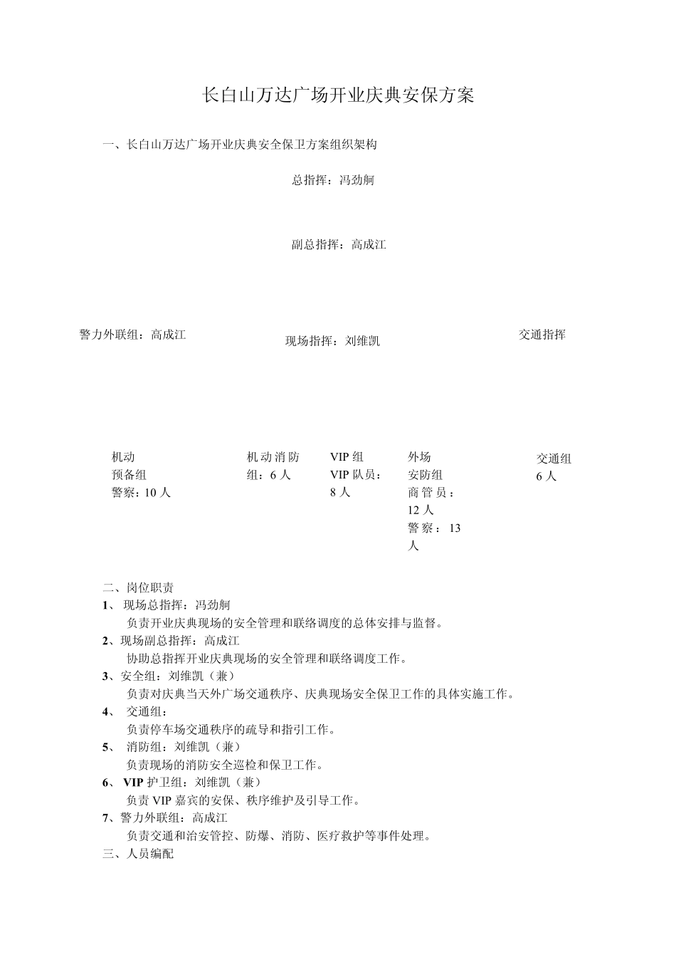 万达广场超市开业安保方案_第1页