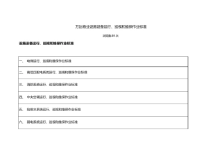 万达物业设施设备运行、巡视和维保作业标准