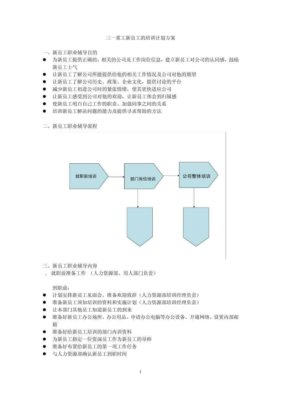 三一重工新员工的培训计划方案_第1页