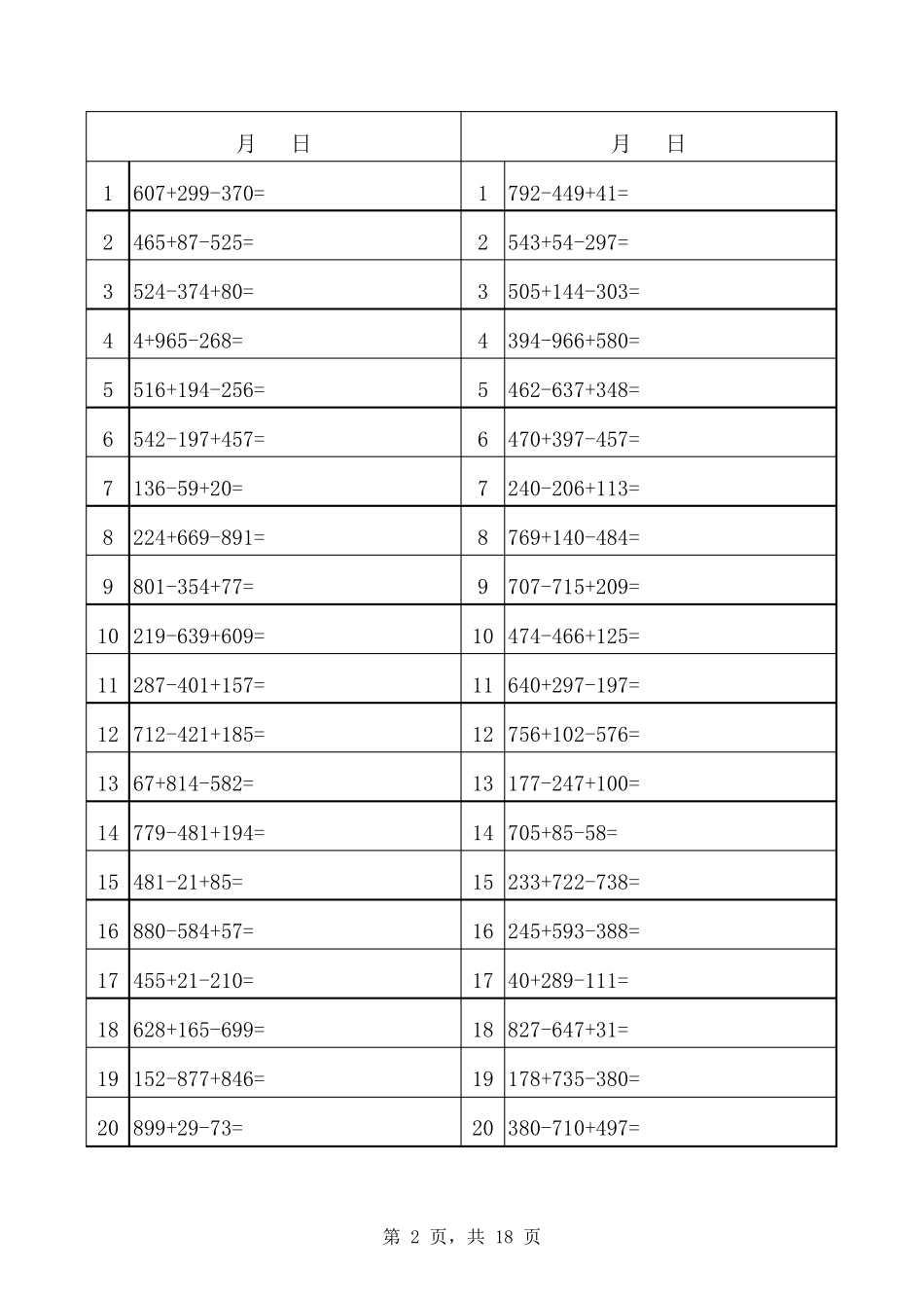 三位数加减混合运算口算_第2页