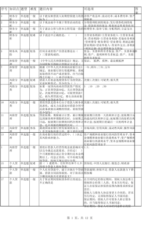 三农客户经理考试题库
