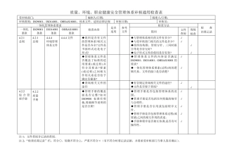 三合一管理体系内审检查表