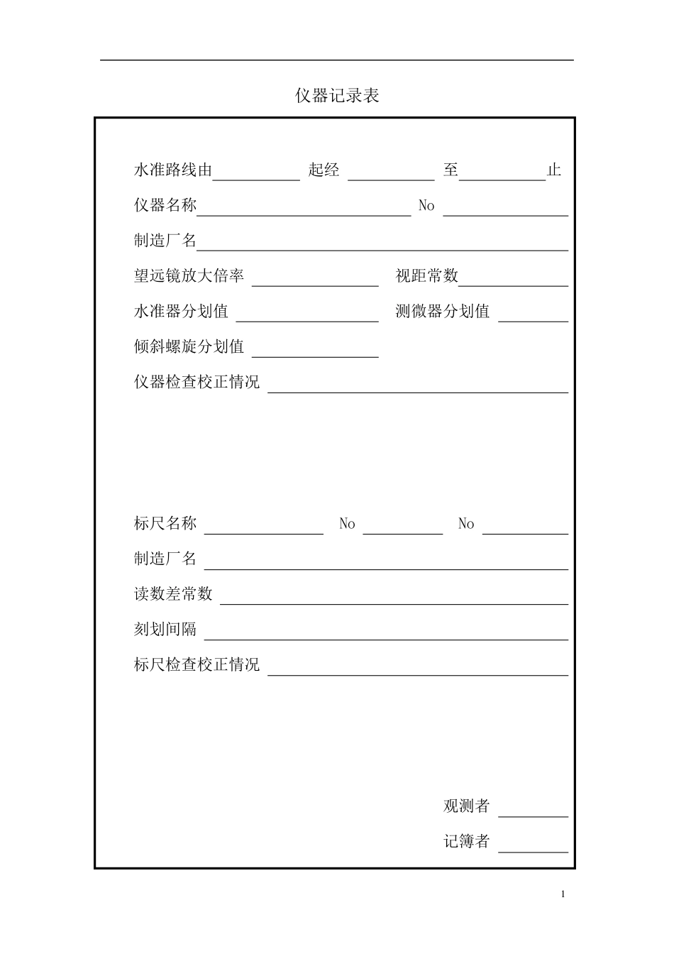三四等水准测量记录手簿_第1页