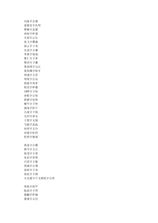 三国所有人物名字一览表