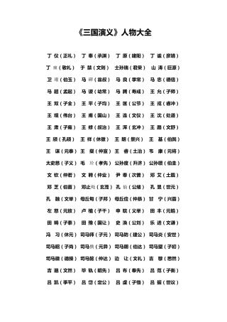 三国演义人物大全