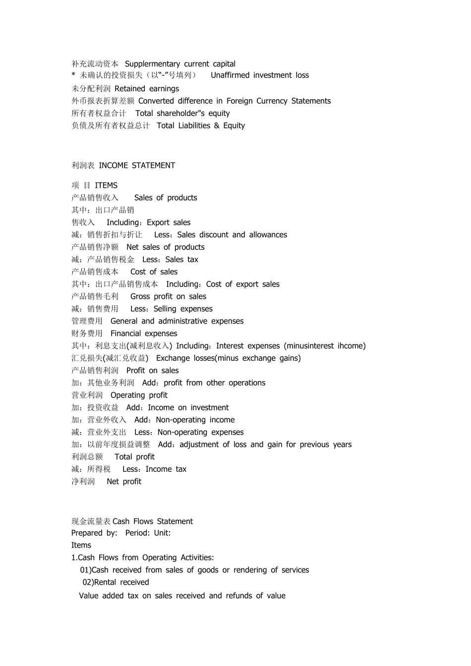 三大会计报表中英文对照_第3页