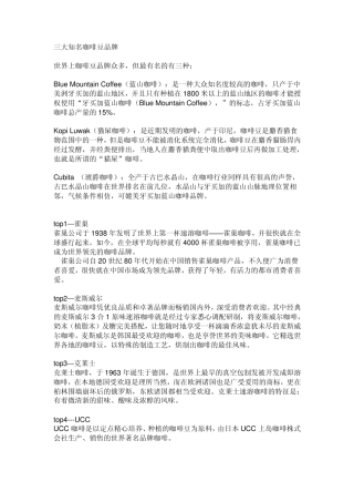 三大知名咖啡豆品牌