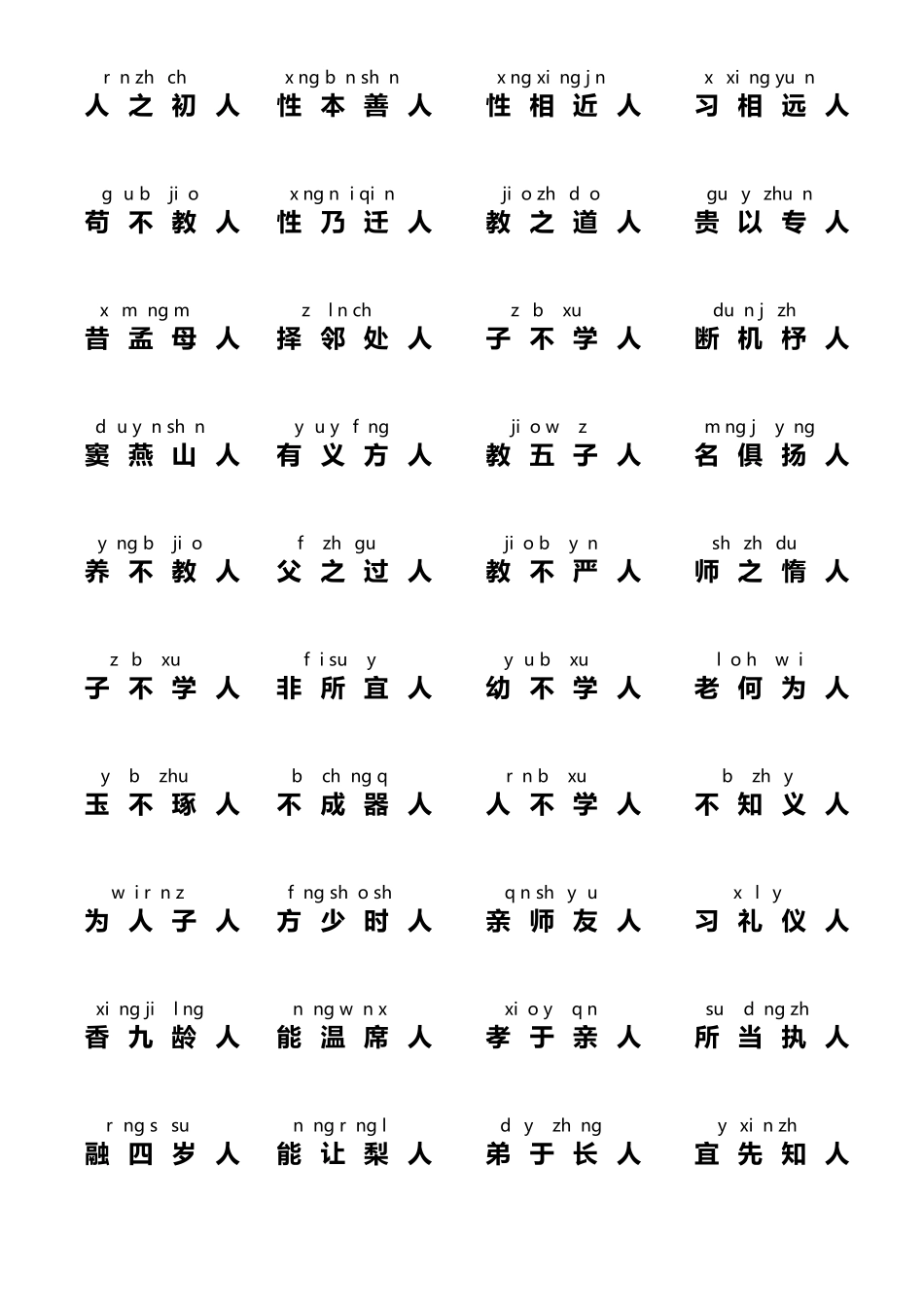 三字经(我遇到最好排版,可直接打印给小孩)_第1页