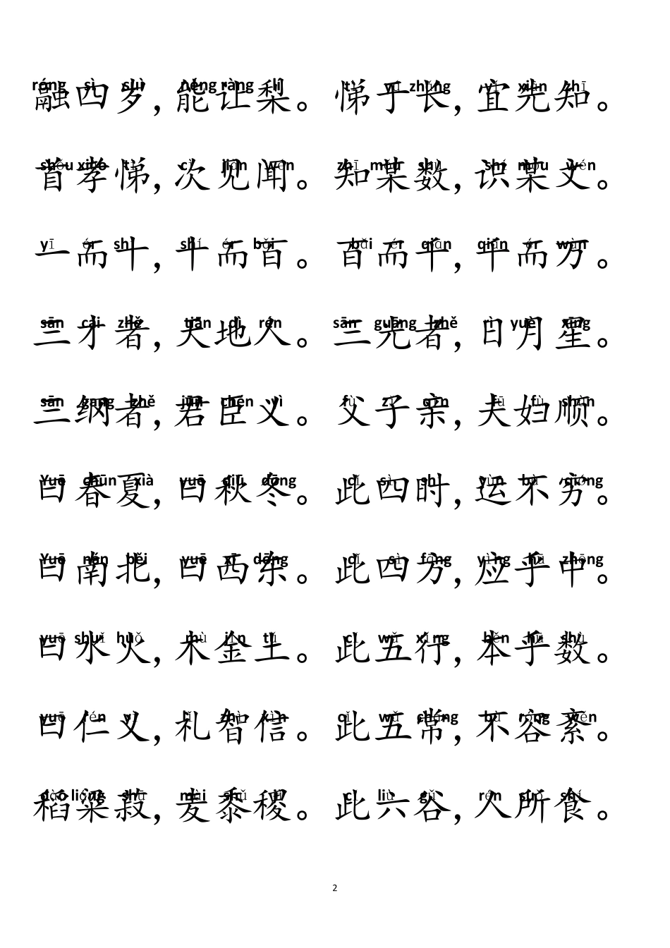 三字经大字拼音诵读版直接打印_第2页