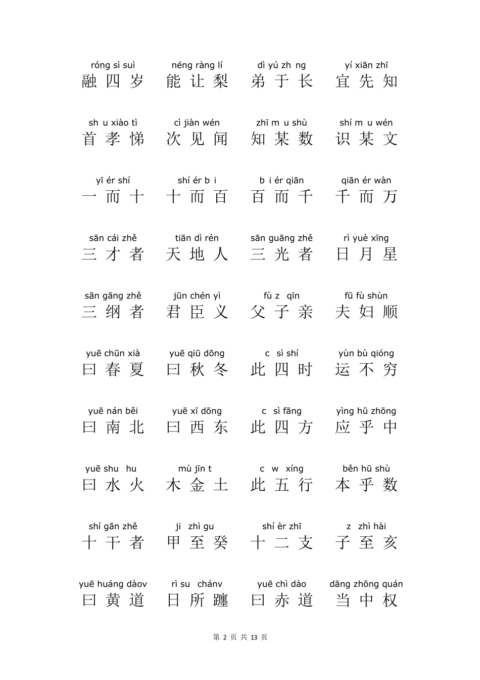 三字经拼音打印版_第2页