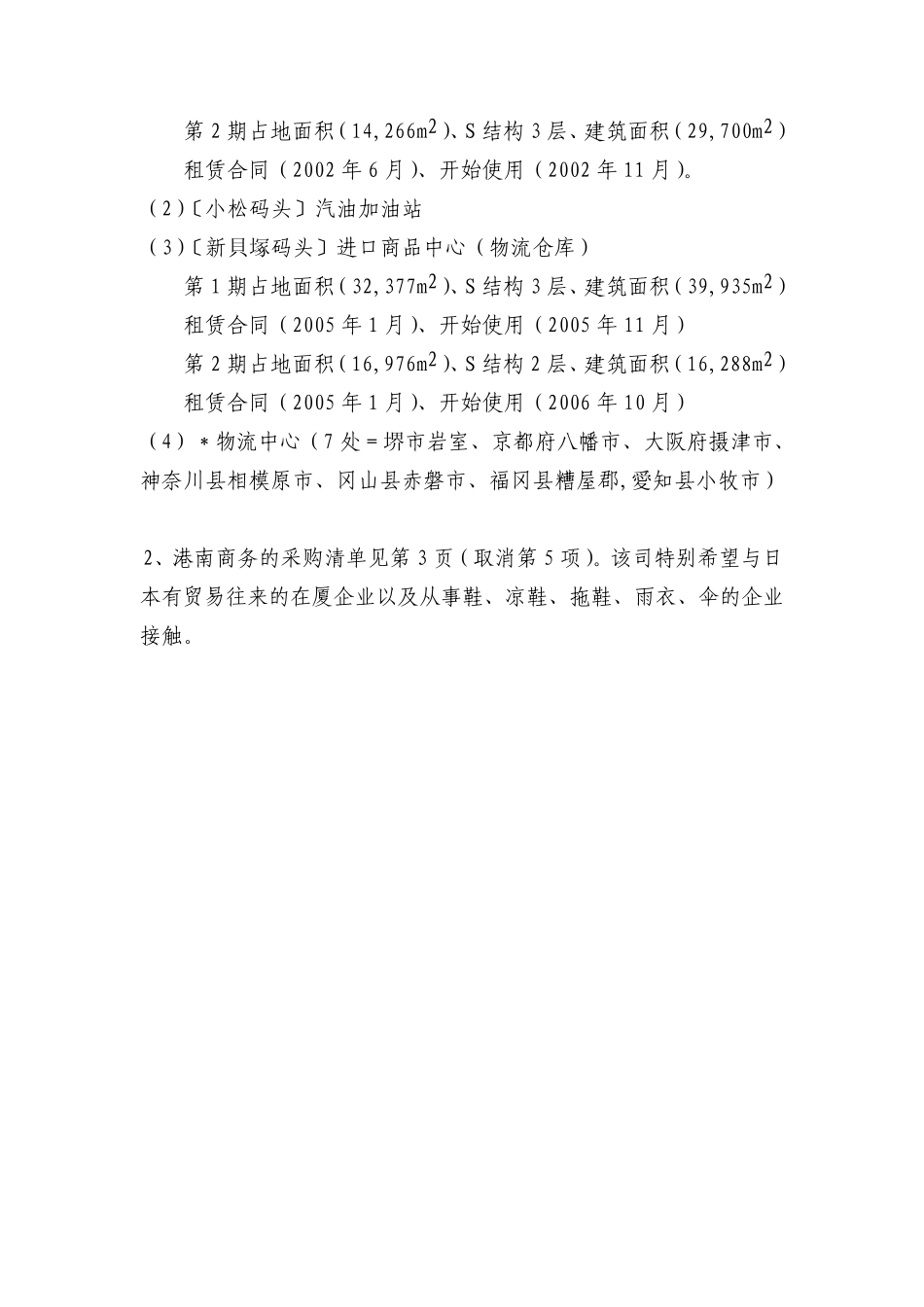 三家日本采购商基本情况及采购清单一、港南商事株式会社_第2页