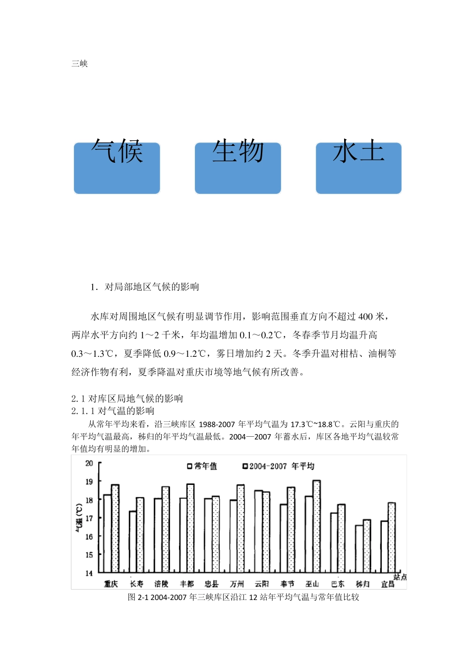 三峡大坝对气候、生物、水土的影响综合分析_第1页