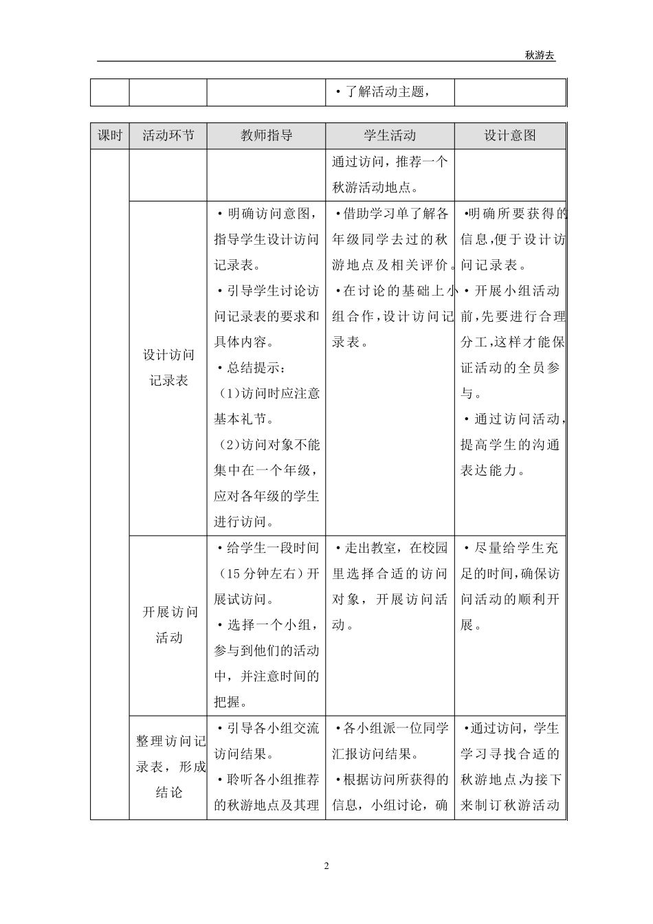 三年级上册综合实践教案秋游去_第2页