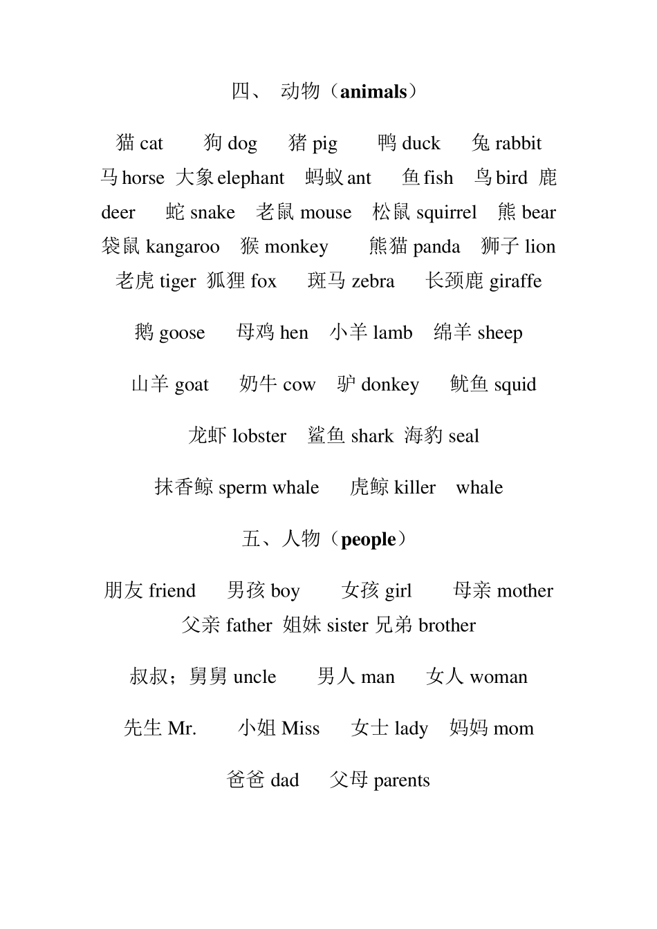 三年级上册至六年级下册英语单词归类_第2页