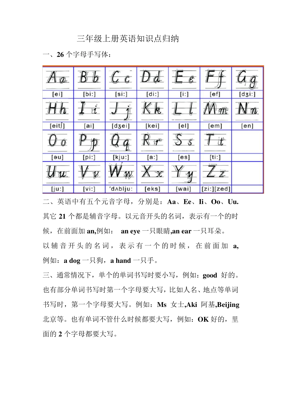 三年级上册英语知识点归纳_第1页