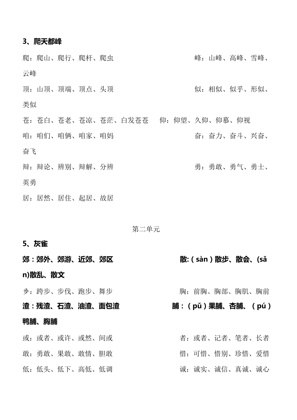 三年级上册语文生字组词_第2页